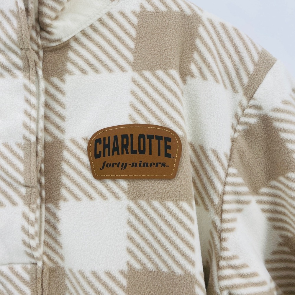UNC Charlotte Forty-Niners Fleece Pullover Tan Plaid New NCAA Women Size L 12/14 - Picture 3 of 12